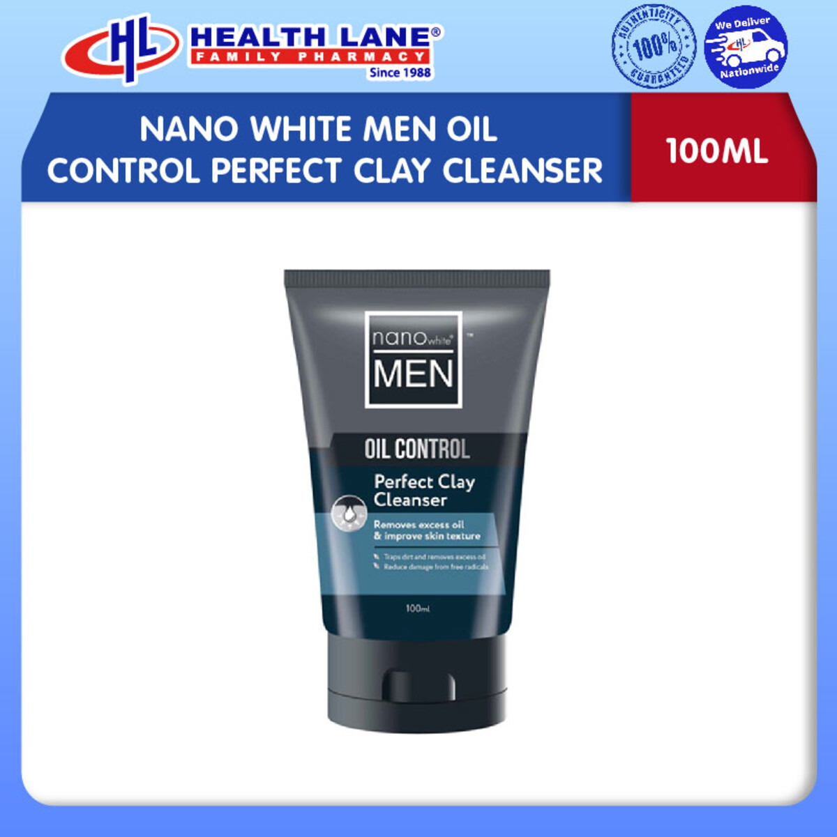 NANOPUTIHMEN PENGAWAL MINYAK PERFECT CLAY PENCUCI (100ML)